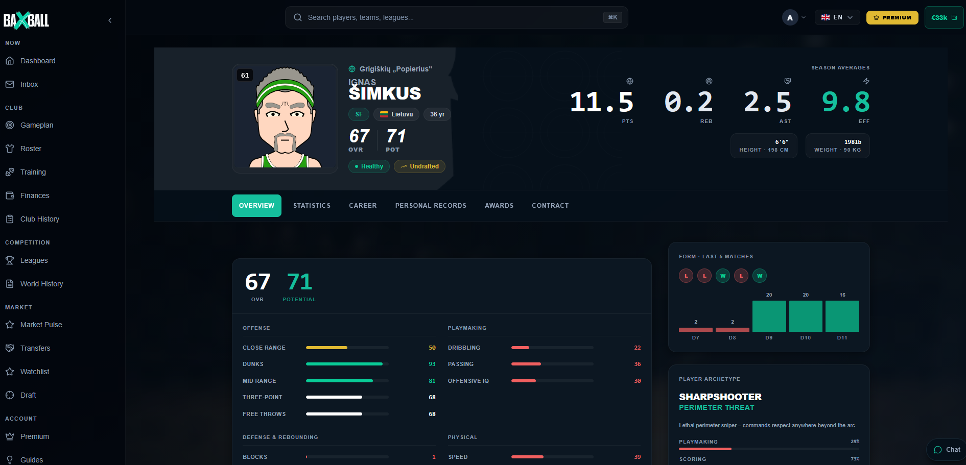 Baxball -  basketball manager screenshot 2