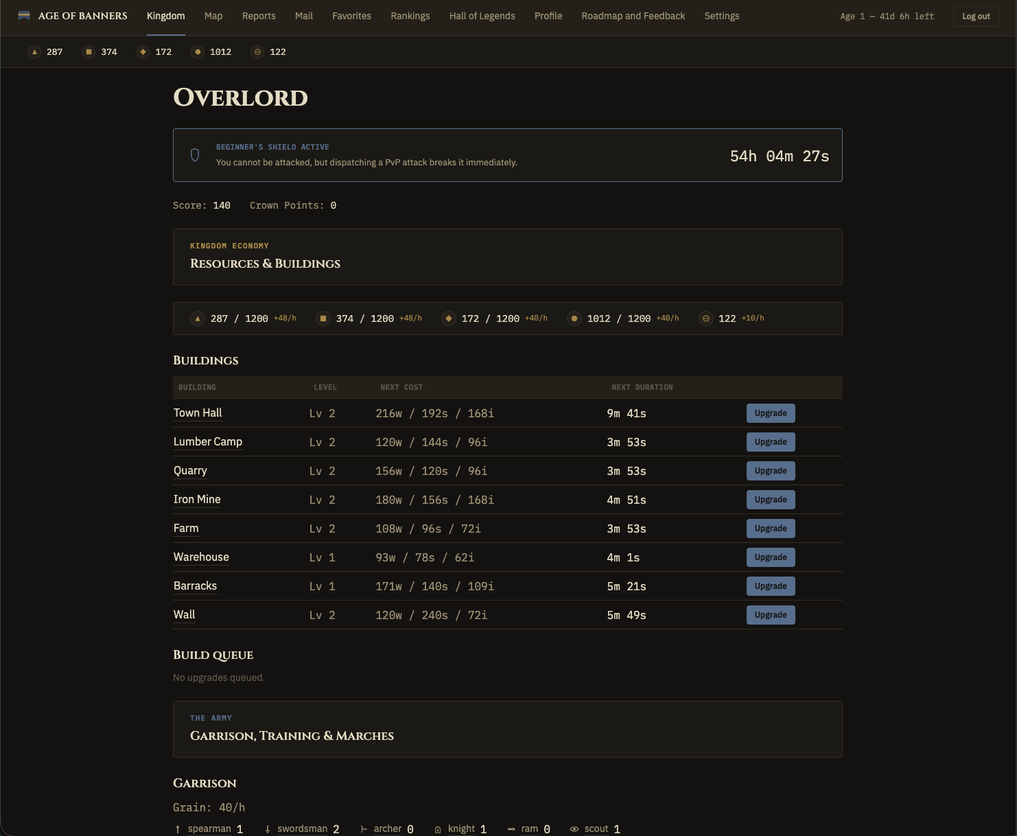 Age of Banners - Text-based medieval war game screenshot 1
